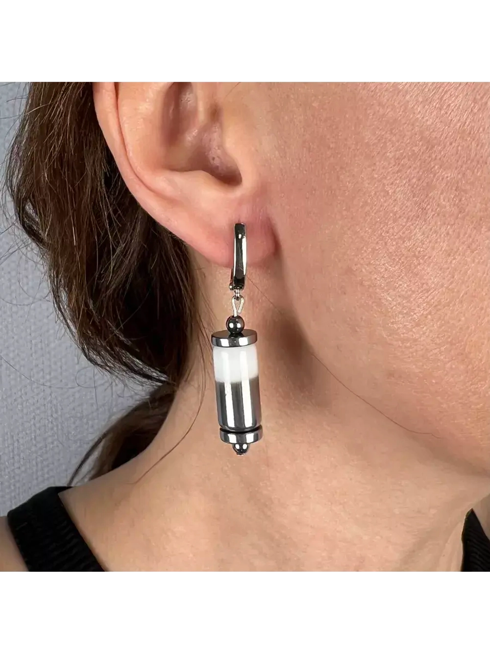 Серьги бижутерия из муранского стекла цилиндр