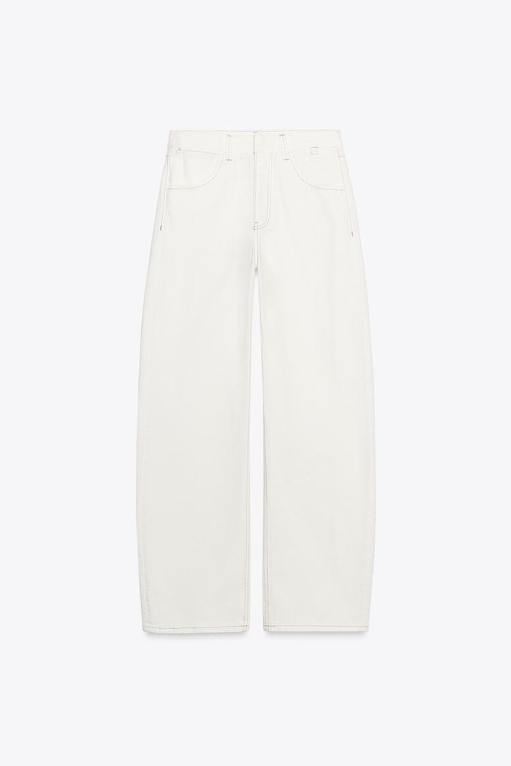 ZARA ДЖИНСЫ-БАНАНЫ TRF С ВЫСОКОЙ ПОСАДКОЙ, ЖЕЛТОВАТО-БЕЛЫЙ