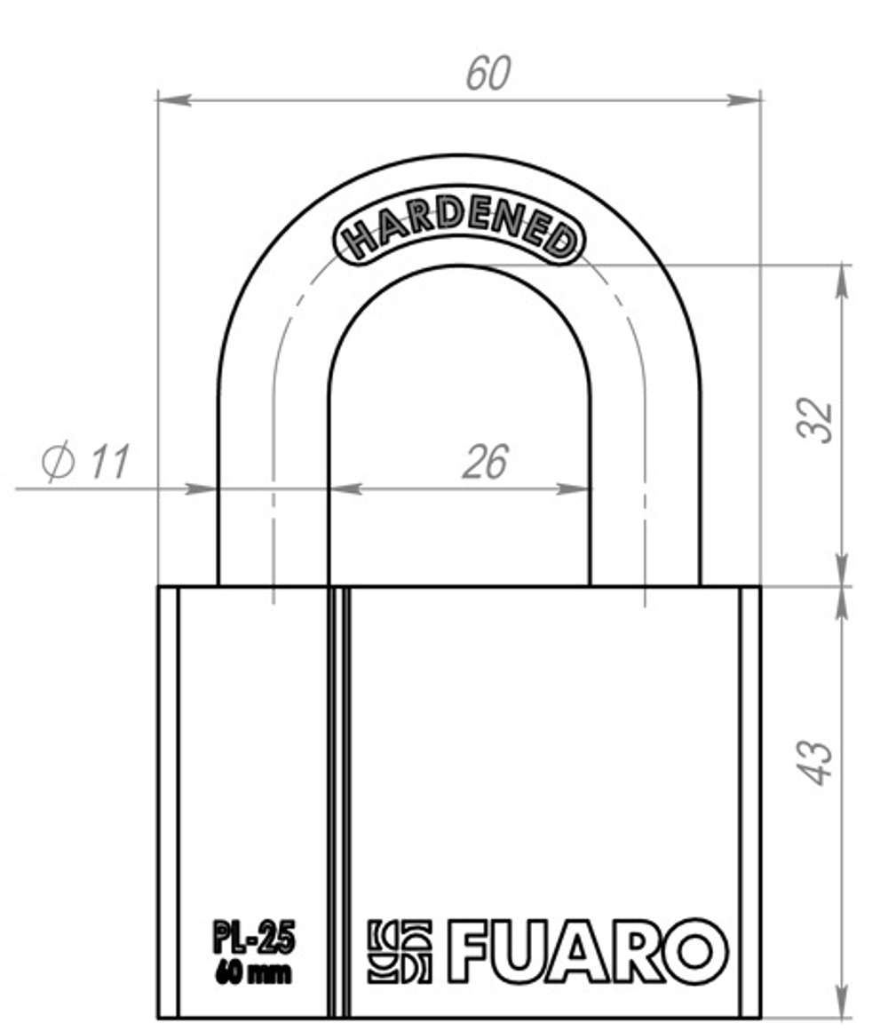 Замок навесной PL-PROTEC-2560 4 fin key (PL-2560) фин. /блистер
