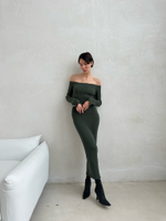 Джемпер OLIVIA с открытыми плечами, хаки