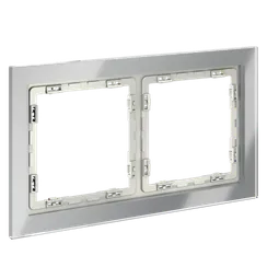 Рамка стеклянная VOLTUM S70 на 2 поста, (сталь, стекло) vls110205