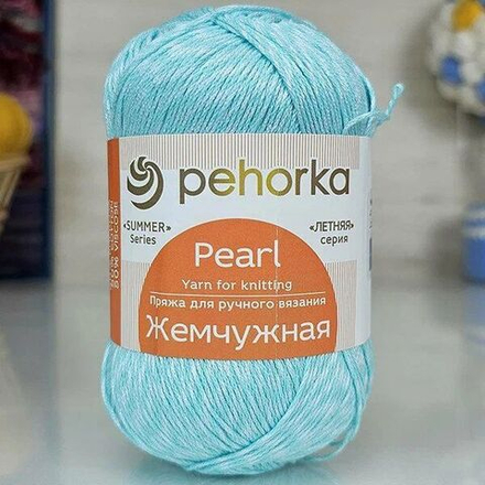 Жемчужная пряжа Пехорка 50%хлопок 50%вискоза 5х100г/425м (411-Мята)