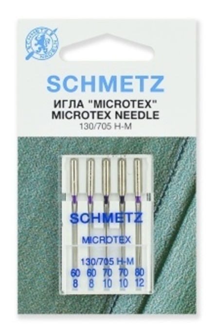 Иглы 22 Schmetz Микротекс (особо острые)набор 130/705 Н-M №60(2)70(2)80 5 шт