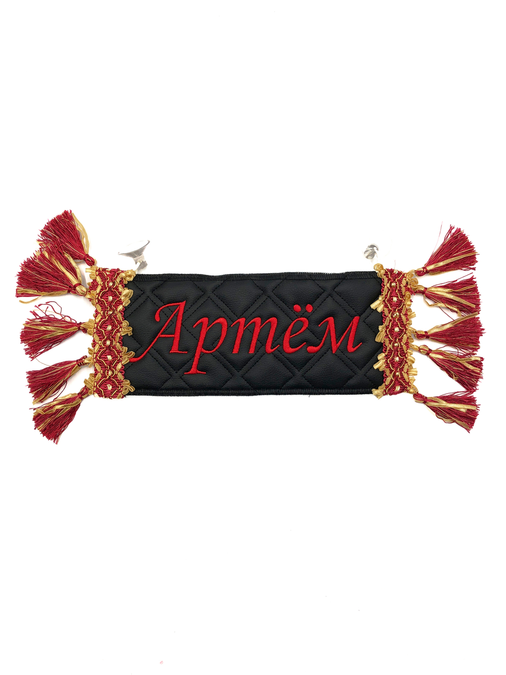 Карман Артем (черный с красной вышивкой, экокожа)