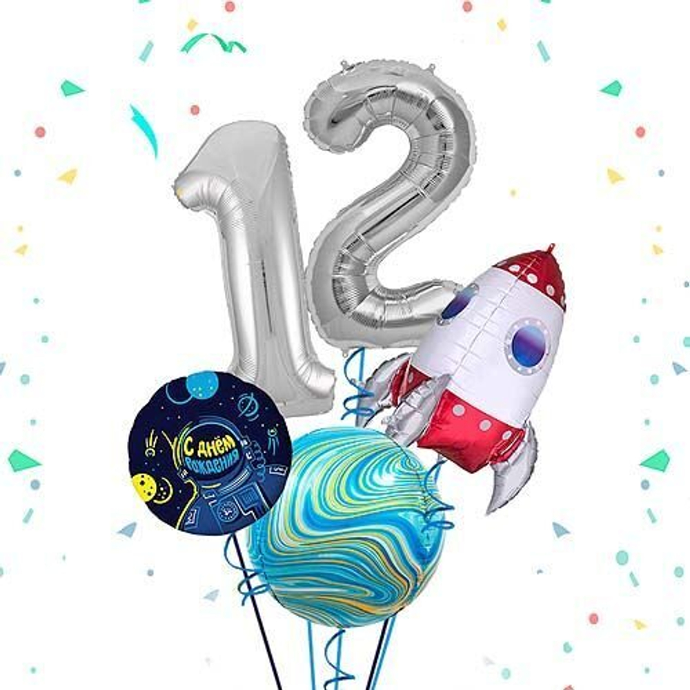 Фонтан из шаров "Ракета с цифрами"