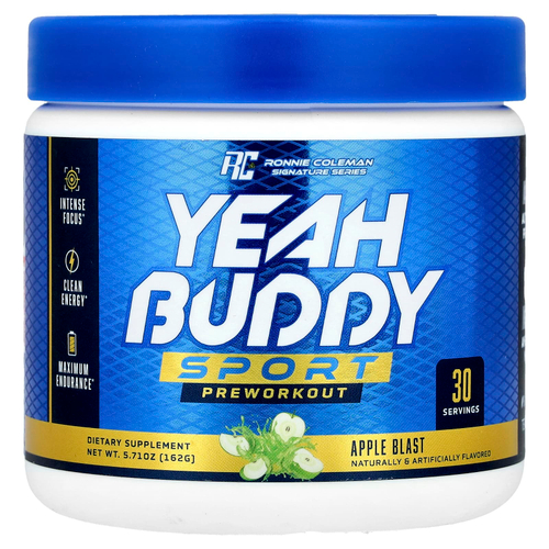 Ronnie Coleman, Signature Series, Yeah Buddy Sport, перед тренировкой, яблочный крем, 162 г (5,71 унции)