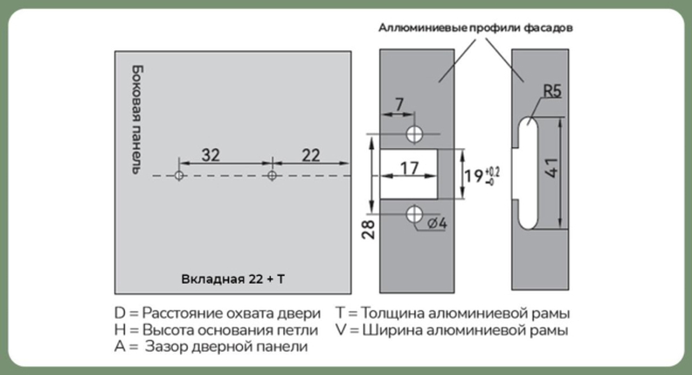 Петля вкладная без пружины (Пуш-Опен) для узкого алюм профиля, 3D, черн никель, H=0 — купить в Якутске | Все для мебели