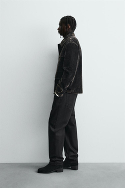 ZARA ФЛОКИРОВАННАЯ БАРХАТНАЯ КУРТКА, КОРИЧНЕВЫЙ