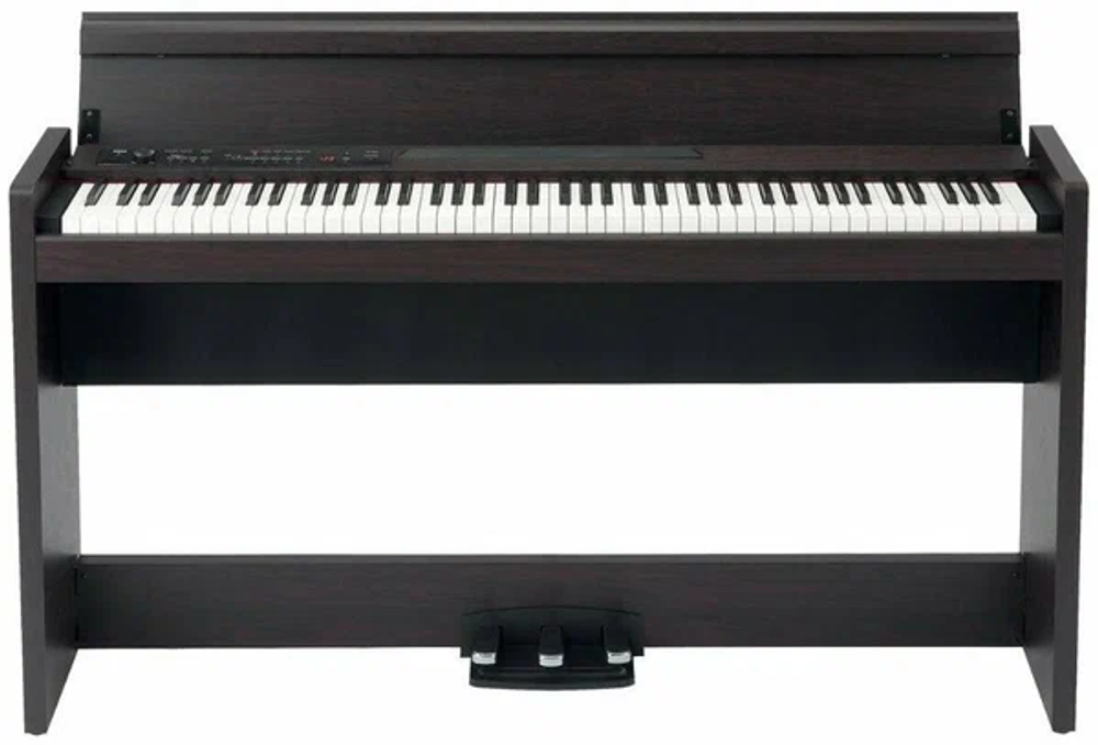 KORG LP-380 RW U цифровое пианино, цвет палисандр. 88 клавиш, RH3. Полифония: 120 голосов. Габариты: 1,355 х 351 х 772 мм. Вес:37 кг.