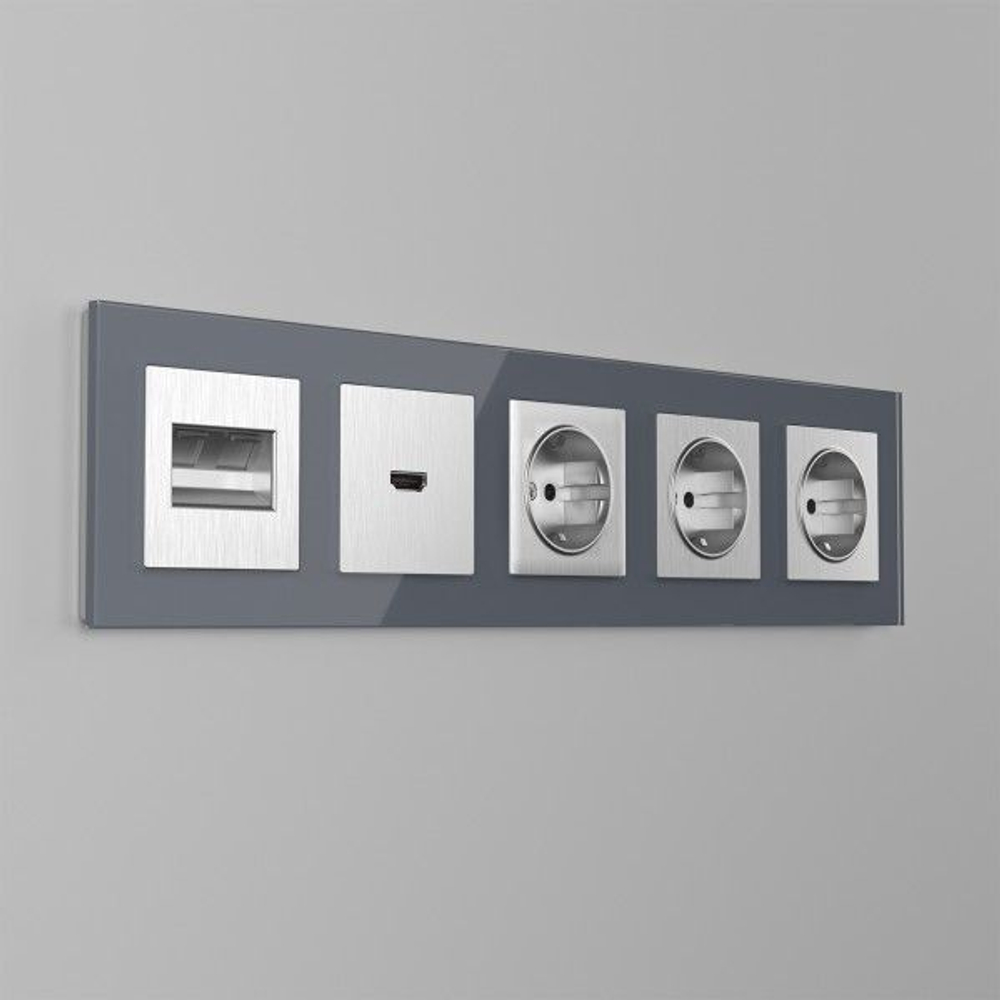 Накладка для RJ11 (серебряный рифленый)