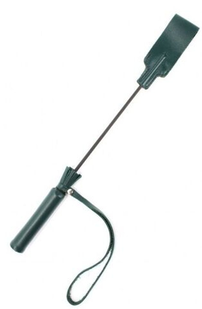 Изумрудный кожаный стек с петлёй на ручке - 37 см. (Цвет: изумрудный)