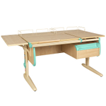 Растущая парта с навесной тумбой, задними и боковой полками Дэми СУТ 25-05-Б1 (1500×880 мм)
