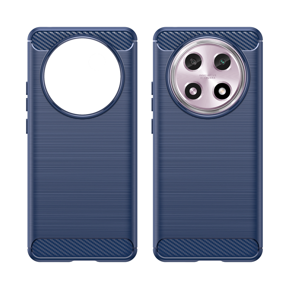 Мягкий чехол синего цвета для смартфона OPPO A2 Pro, серия Carbon (дизайн в стиле карбон) от Caseport