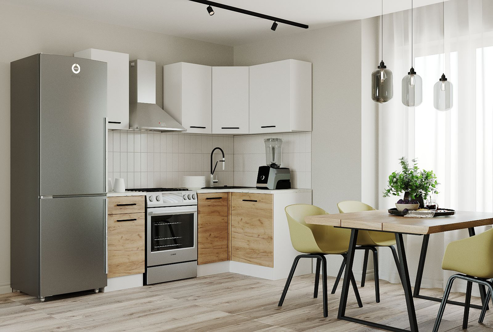 Кухонный гарнитур угловой Лада 2000х1200 столешница 26 мм (с отдельно стоящей плитой)