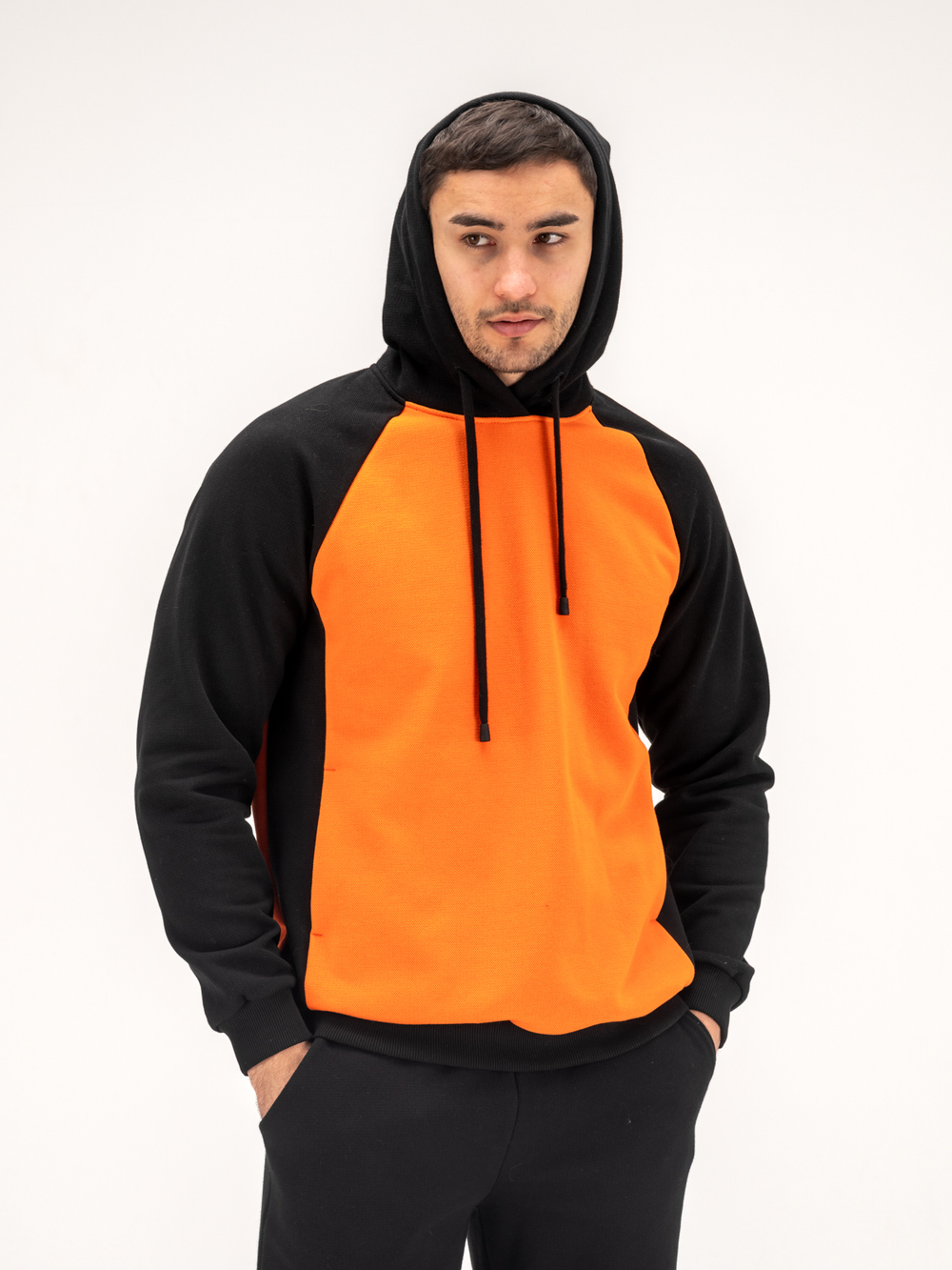 Костюм мужской спортивный теплый. Оранжевый/черный