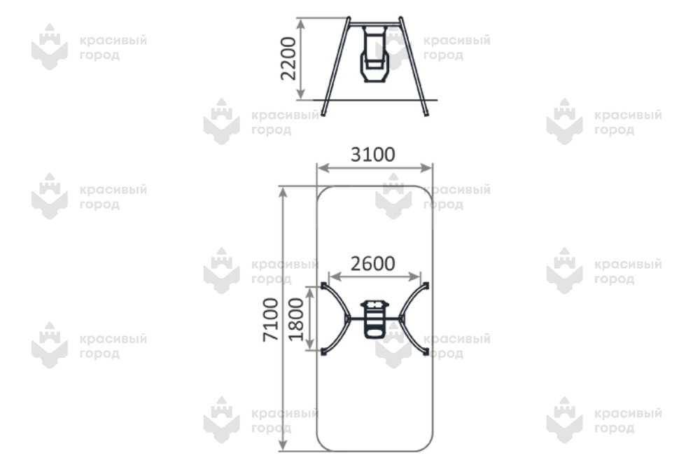 Качели металлические тип-1 с подвесом Дуэт