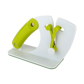 Точилка ручная для ножей и ножниц с регулируемой заточкой, белая с зеленой ручкой