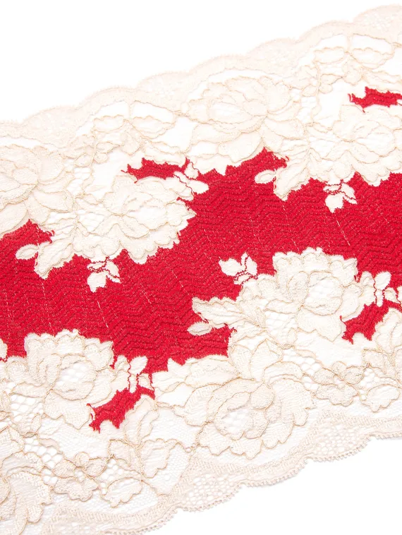03-216 Кружево эластичное 21 см, красный / телесный