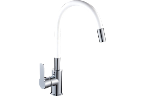 Смеситель для кухни Santa-Barbara GOTA ROSIO, силикон. излив, белый, LAT 302531