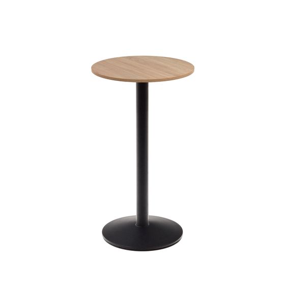 Esilda высокий круглый садовый стол натуральный с черной металлической основой Ø 60x96 см
