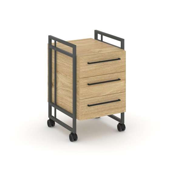 Rift Direct Тумба мобильная RF.TMR-001 Тиквуд Светлый/Металл Антрацит/Черный Ручки 424*500*680