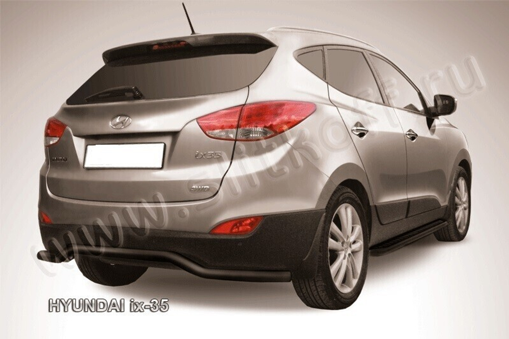 Защита заднего бампера Hyundai ix-35 (2010-2015) d57 волна серебристая