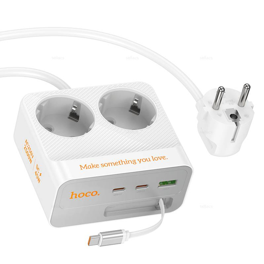 AC28 Descanso (PD45W/2C1A) зарядное устройство с 2 розетками 2m (white)