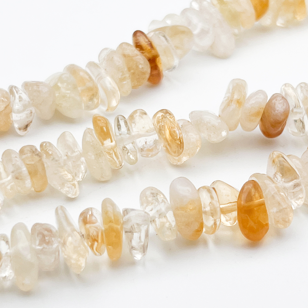 "Цитрин" бусины, крупная крошка 8-12 мм, цена за отрезок 19 см (1/2 нити)