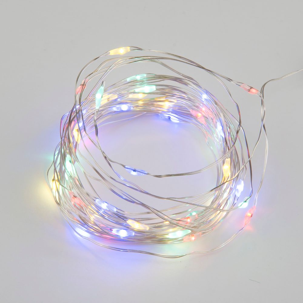 ULD-S0500-050-SCB-2AA MULTI IP20 DEW Гирлянда светодиодная на батарейках 2AA не в-к. Роса. 5м. 50 светодиодов. Разноцветный свет. Провод медный. TM Uniel.