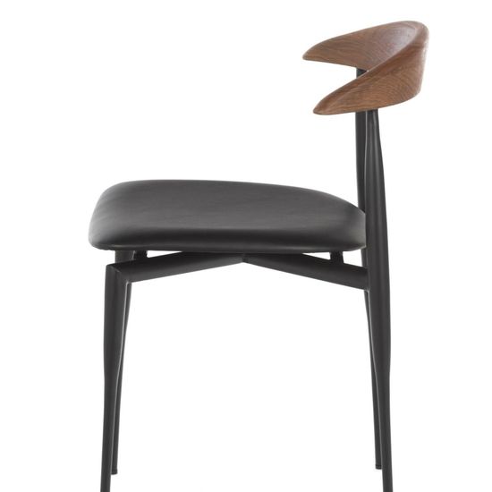 Обеденный стул Wagner черный металлический каркас, черная экокожа, деревянная спинка