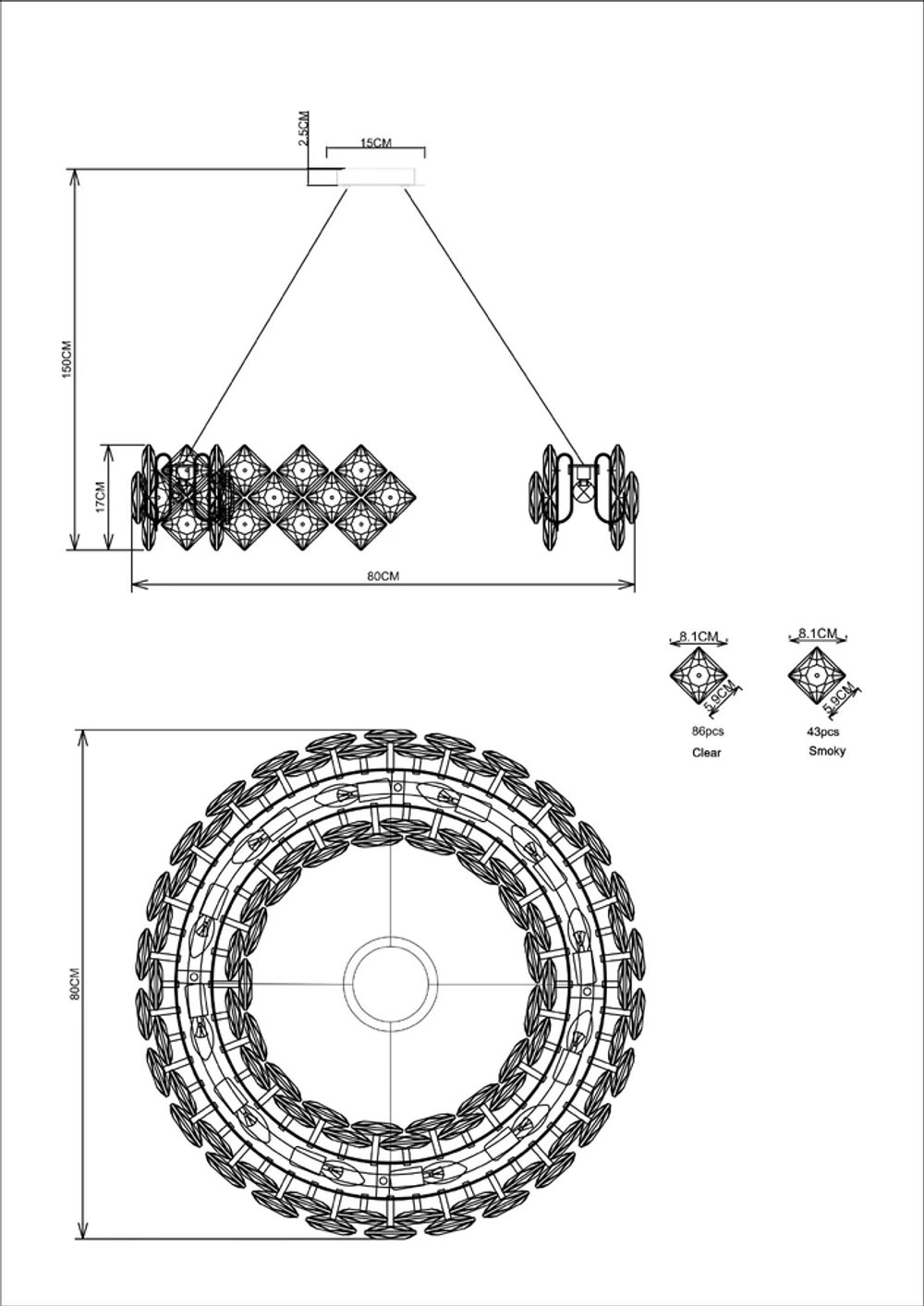 Подвесная люстра Divinare ROSALINDA 7204/17 LM-12