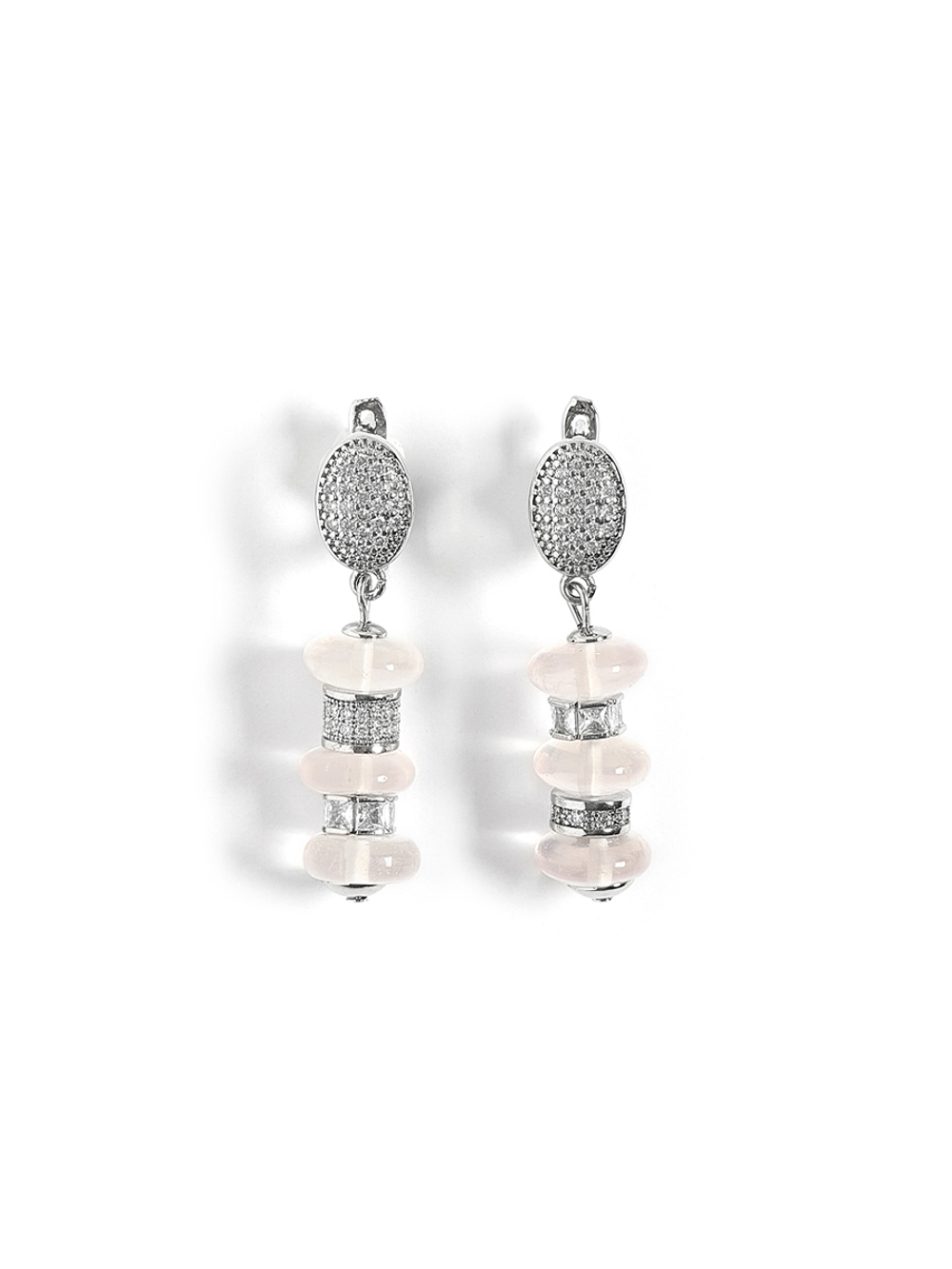 Серьги "Plane charm" с розовым кварцем