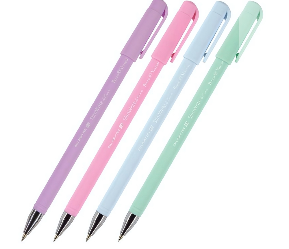 Ручка шарик. 0,5мм. синяя "SlimWrite Zefir" 4цв.корпуса (BrunoVisconti)