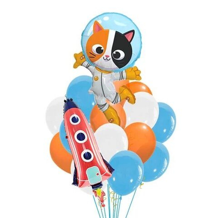 Композиция из шаров "Кошка космонавт"