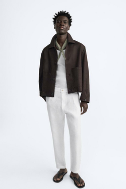 ZARA БРЮКИ ИЗ 100% ЛЬНА, БЕЛЫЙ