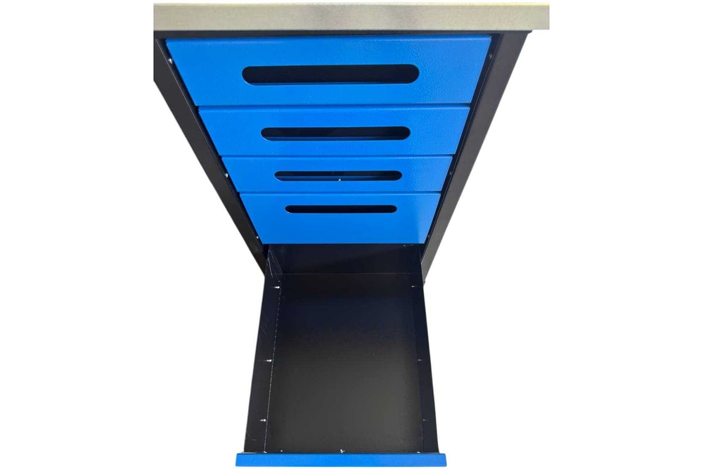 Верстак GWT-V1800BL5 Great Wolf - двухтумбовый, 5 ящиков, тумба с дверью, два экрана, синий 1800x700мм