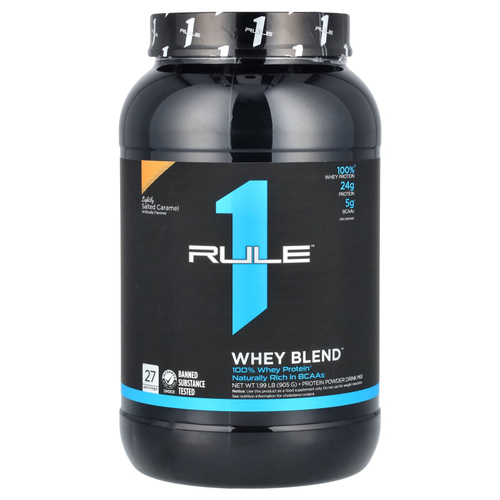 Rule One Proteins, Whey Blend, протеиновая смесь для приготовления напитка, со вкусом подсоленной карамелью, 905 г (1,99 фунта)