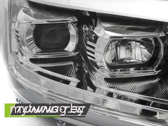 Передние фары Tube Light для Volkswagen T5 (10-15) Dynamic Chrome T6 Look