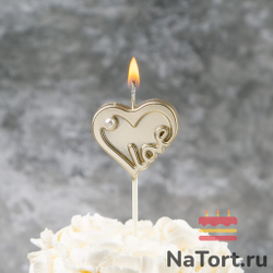 Свеча для торта «Сердце», 8 см