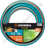 GRINDA EXPERT 5, 1/2″, 15 м, 35 атм, пятислойный, плетёное армирование, поливочный шланг, PROLine (429007-1/2-15)