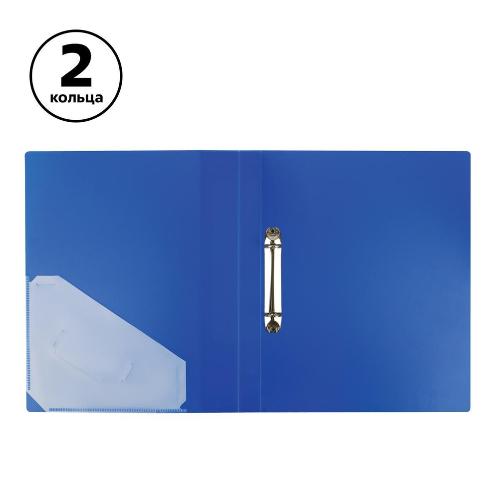 Папка на 2 кольцах А4 пластик, синяя "Стандарт" (Стамм)