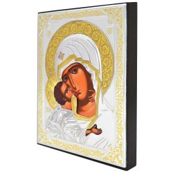 Владимирская икона Божией Матери в серебре.