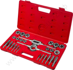 ЗУБР 27 предм., сталь 9ХС, Набор метчиков и плашек в пластиковом боксе (28123-H27)