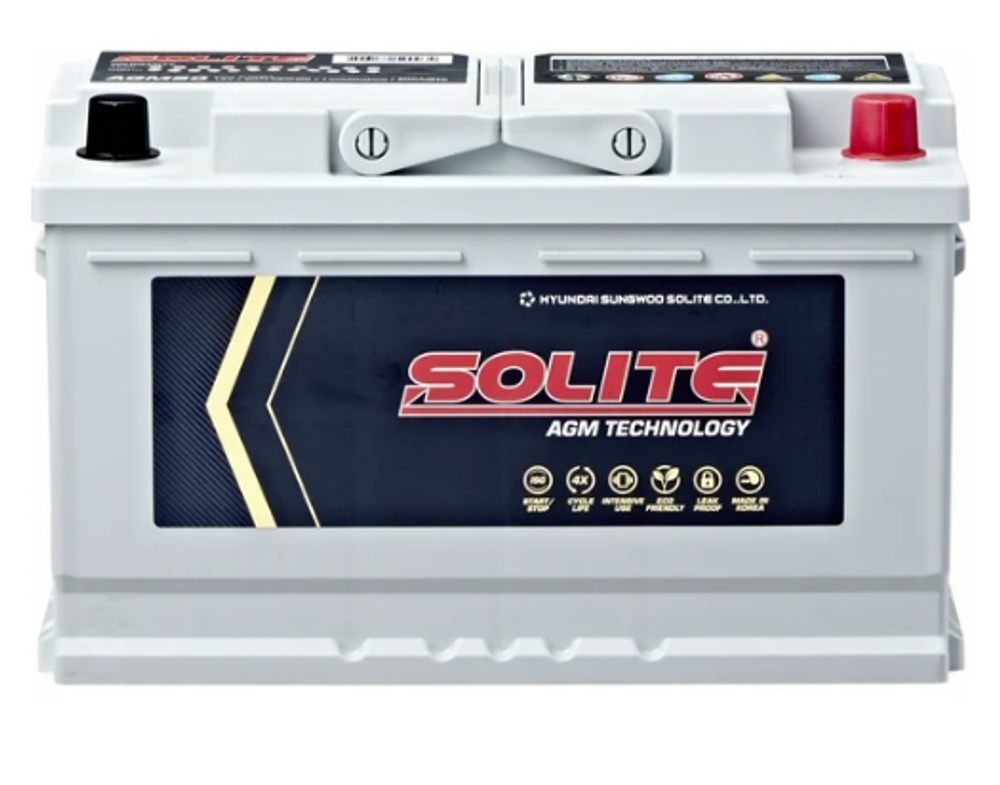 Аккумулятор 6СТ-80 А.ч., о.п., R+, Solite AGM