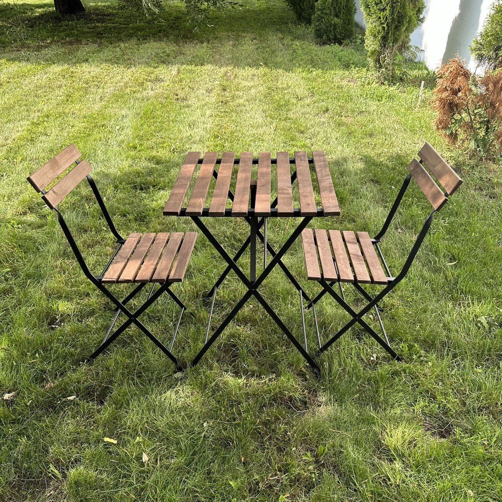 Стол раскладной 55х54х73, и 2 стула 39х28х79, Тэрно, кухонный, садовая мебель комплект, деревянные, венге, Dipriz