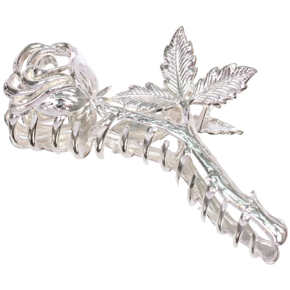 Заколка - краб для волос на блистере «ДЕ Палма», роза, цвет золото и серебро, 11*4см (пакет с подвесом)