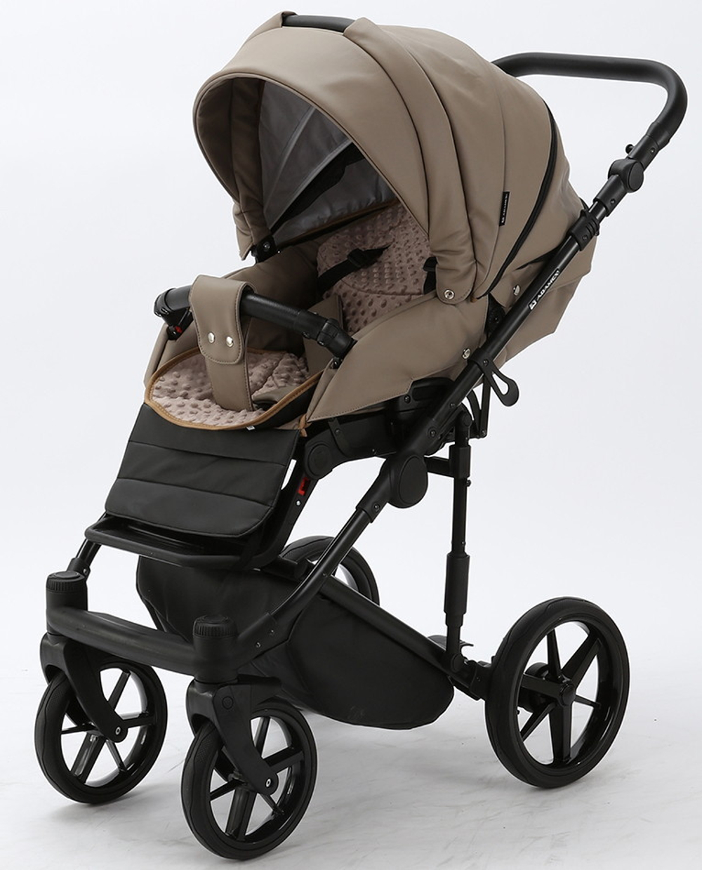 Детская коляска Adamex Zico Deluxe 3 в 1 Z-SA09 ТЕМНО-БЕЖЕВАЯ КОЖА