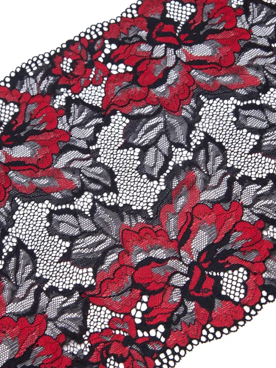 03-274 Кружево эластичное 23 см, черный/красный