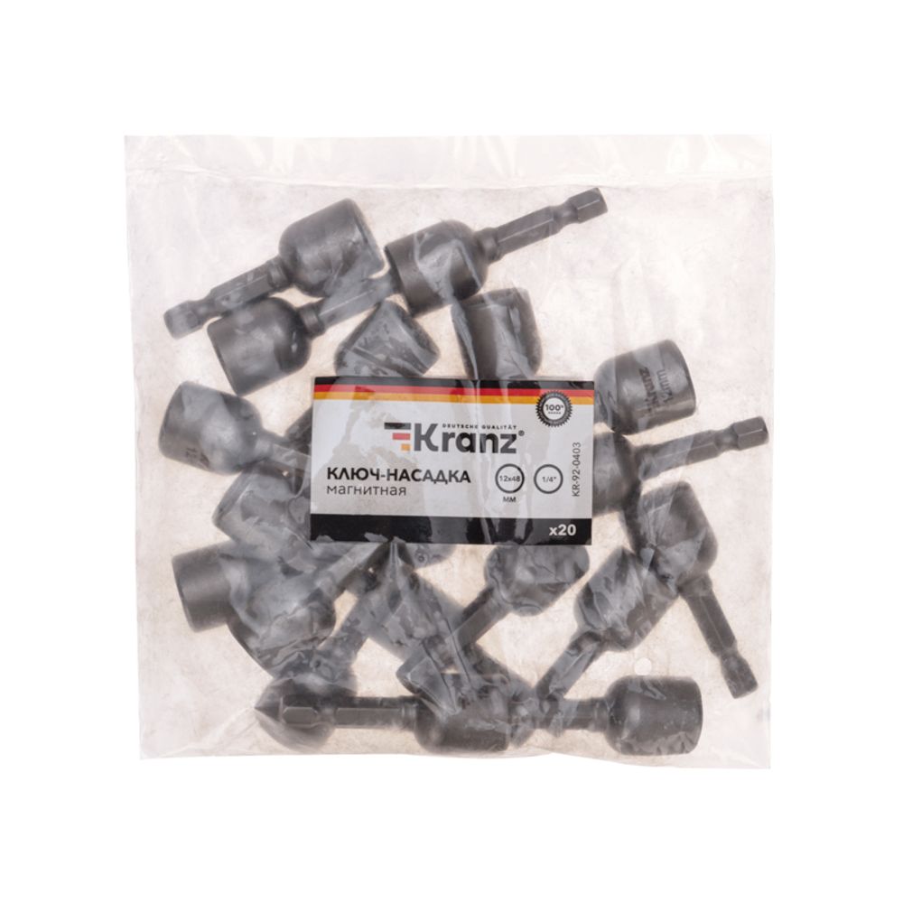 Ключ-насадка магнитный 1/4" 12х48мм (20 шт/уп) KRANZ