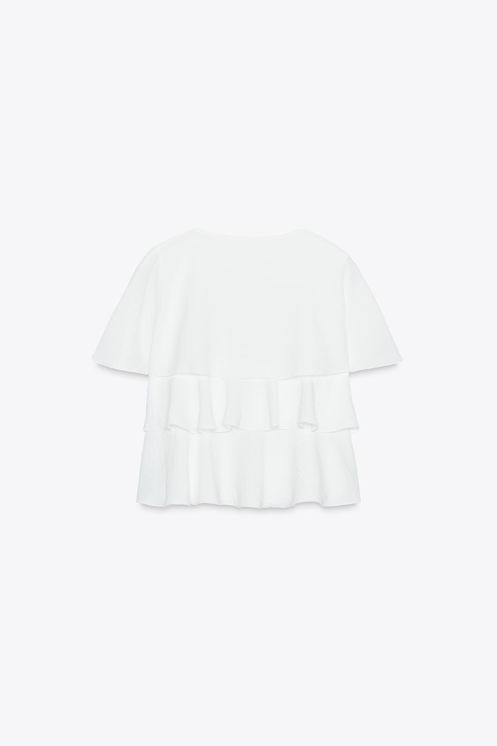 ZARA ТОП-КЕЙП С ВОЛАНАМИ, БЕЛЫЙ